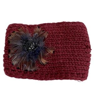 MIXIT | Embellished Chunky Knit Ear Warmer Headband | Maroon